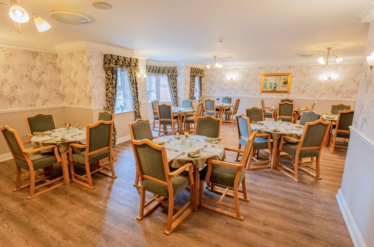 Dining Room at Cranmer Court Care Home in Warlingham, Tandridge