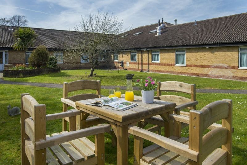 Garden area of Cumberland care home in Mitcham, Greater London