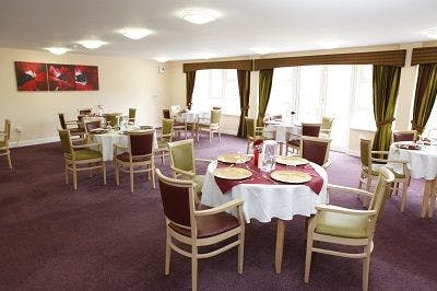 Dining room of Pax Hill Care Home in Bentley, Surrey