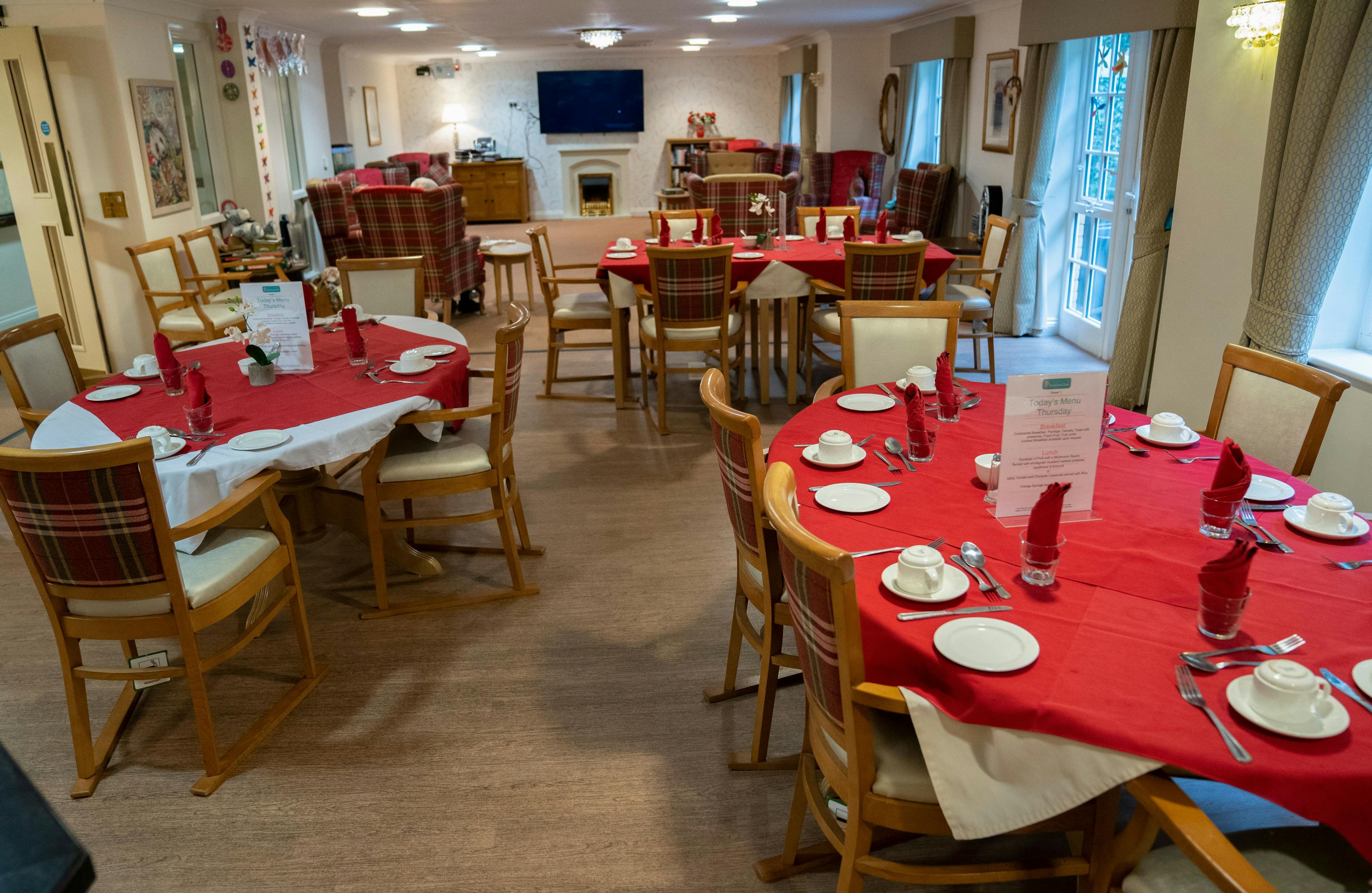 Dining room of Iffley care home in Oxford, Oxfordshire