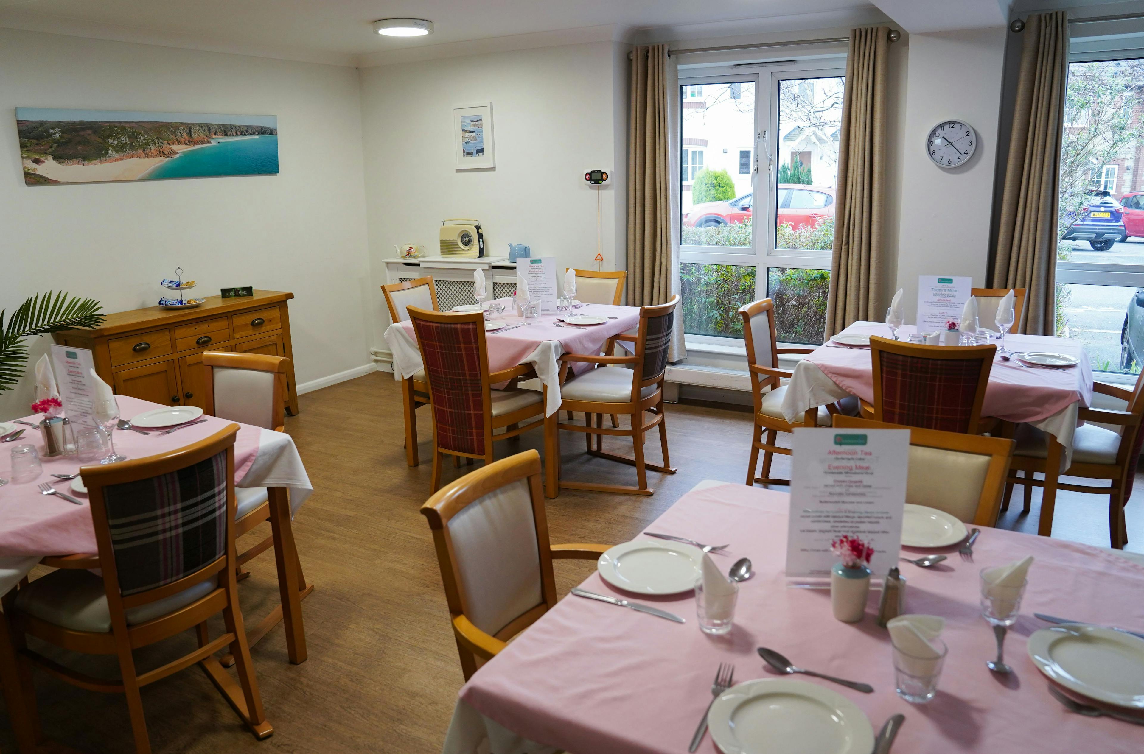 Dining room of Ivydene care home in Ivybridge, Devon