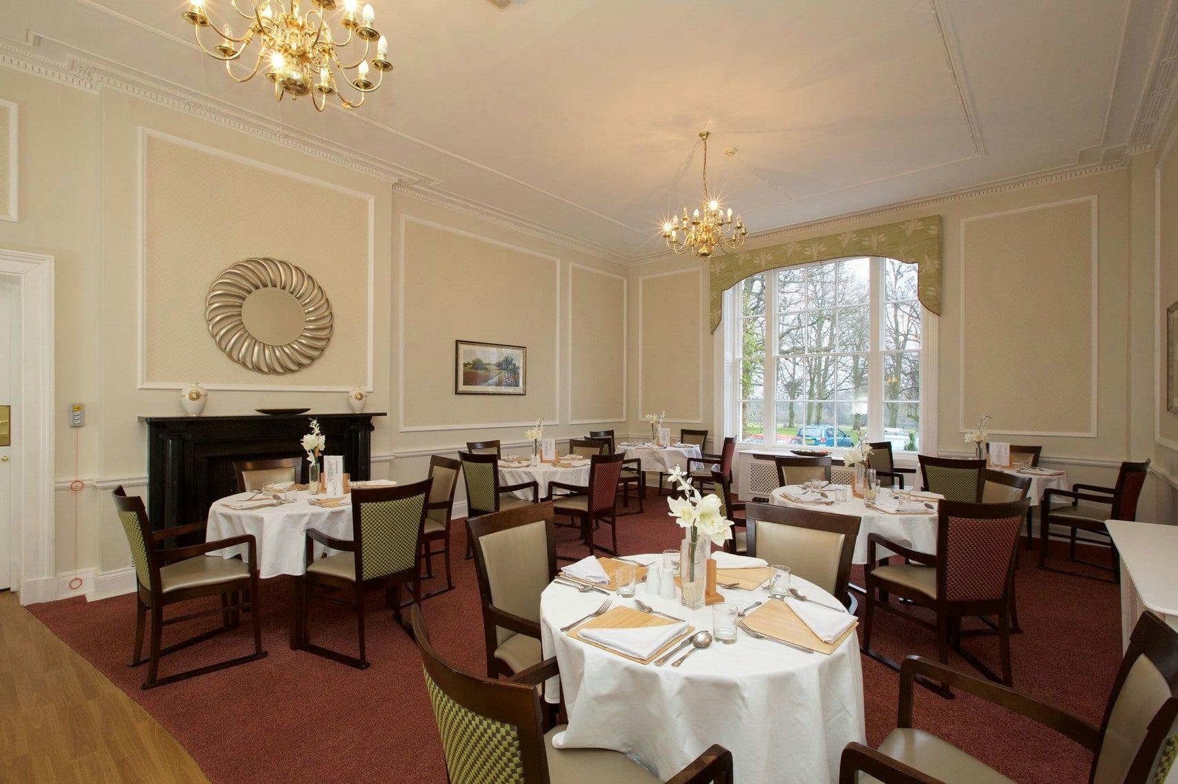 Dining Room at Davenham Hall Care Home in Northwhich, Cheshire
