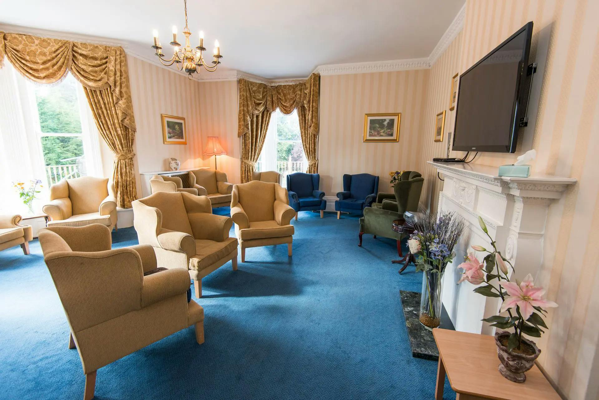 Communal Lounge at East Hill House Care Home in Liss, Hampshire