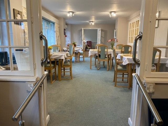 Dining area of Evendine House care home in Colwall, Malvern