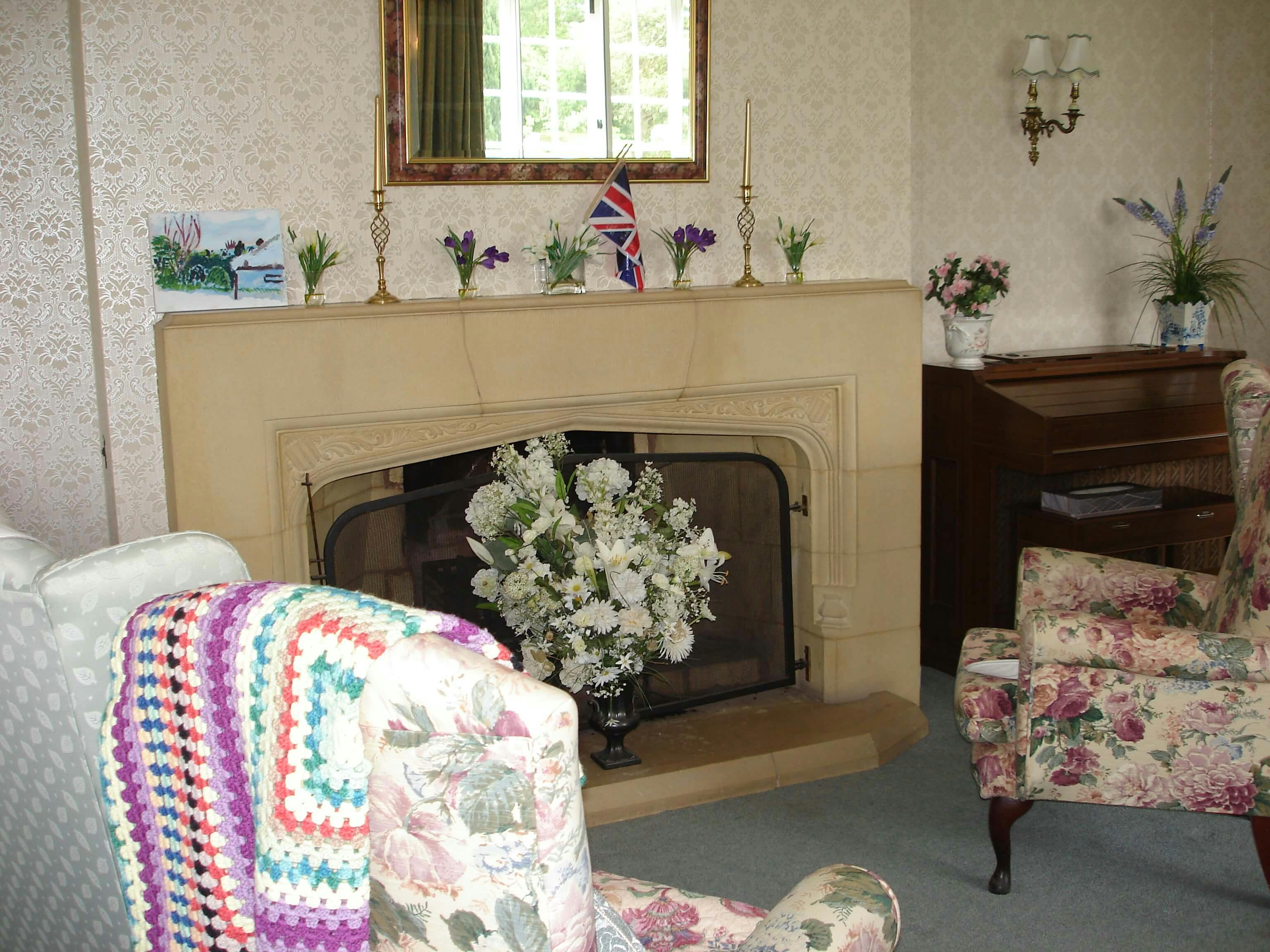 Lounge of Evendine House care home in Colwall, Malvern