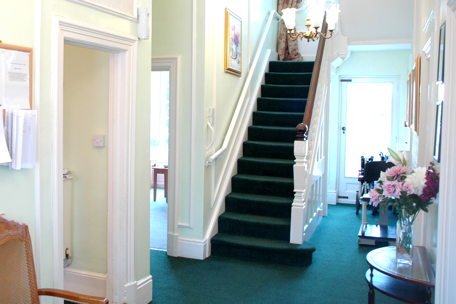 Hallway of Evendine House care home in Colwall, Malvern