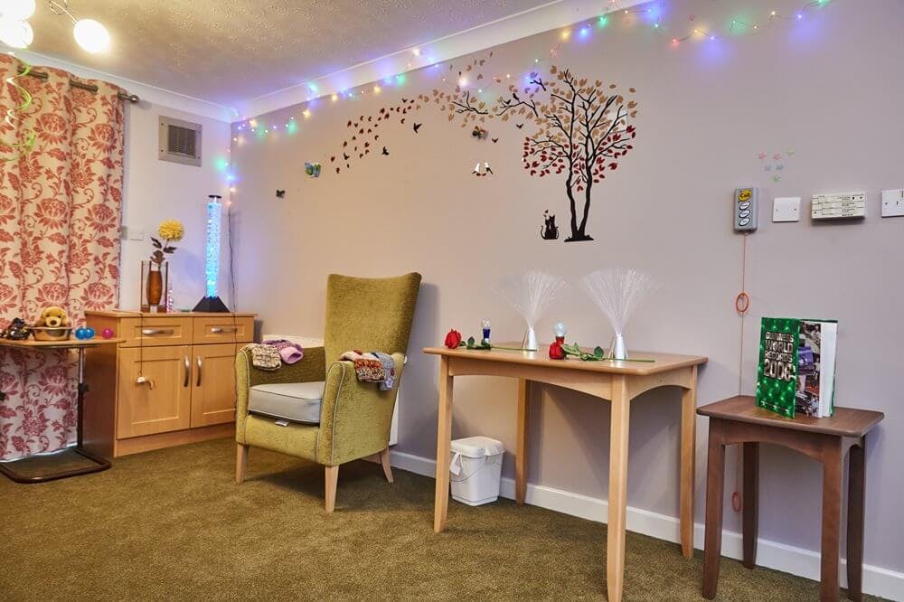 Sensory room of Forrester Court care home in Westminster, London