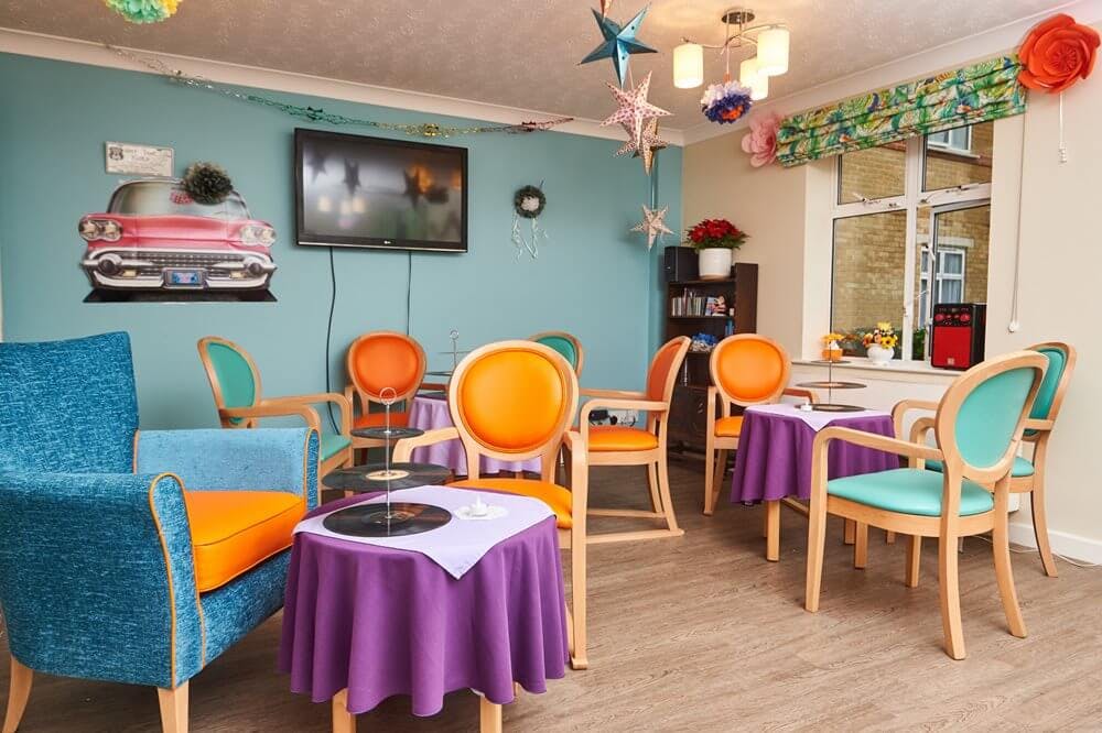 Dining room of Forrester Court care home in Westminster, London