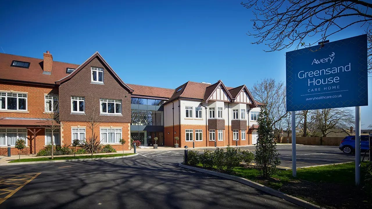 Exterior of Greensand House Care Home in Redhill, Surrey