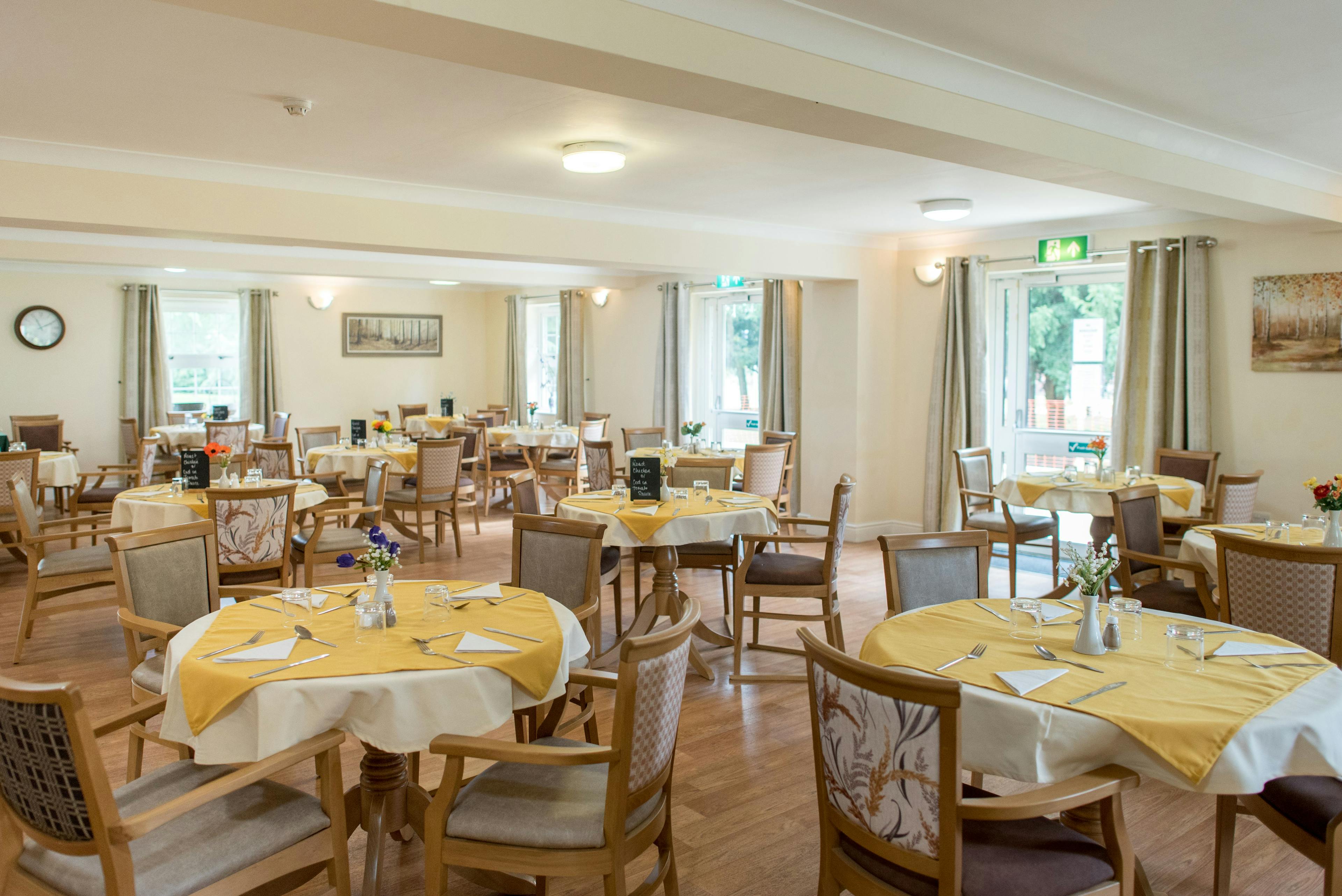 Dining room of Halstead Hall care home in Braintree, Essex