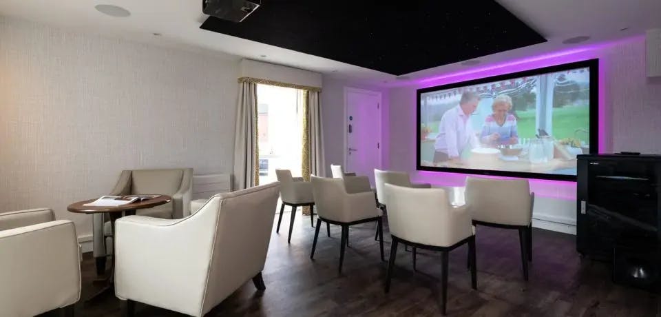 Cinema of Greenhill Manor care home in Merthyr Tydfil, Wales