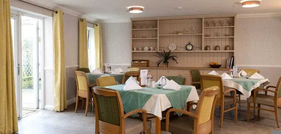 Dining room of Greenhill Manor care home in Merthyr Tydfil, Wales