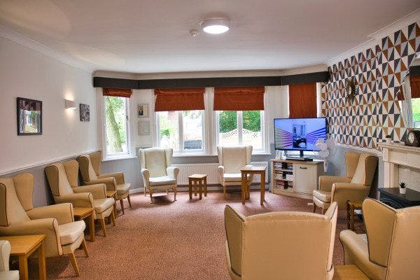 Communal Lounge at Peel Moat Care Home in Stockport, Greater Manchester 