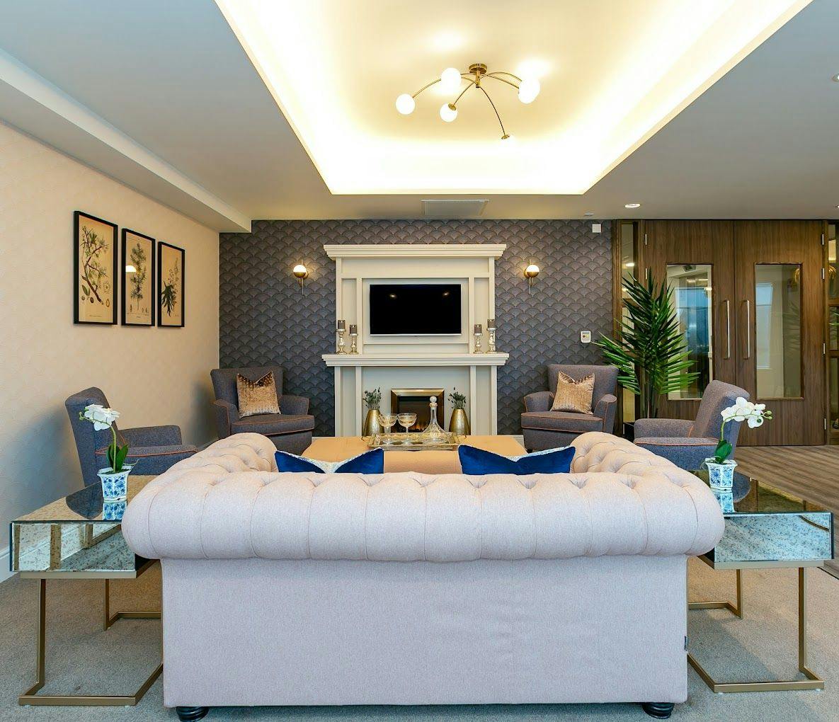 Lounge of Harcourt Gardens care home in Harrogate, Yorkshire