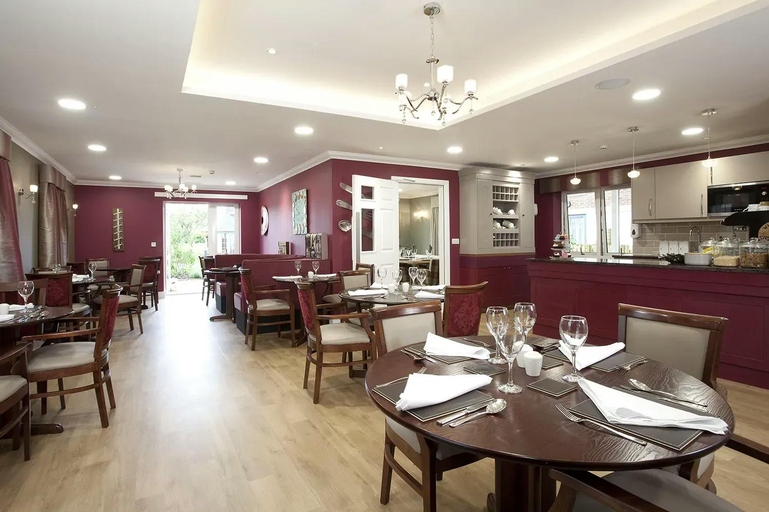 Dining room of Heathfield Court retirement development in Bexley
