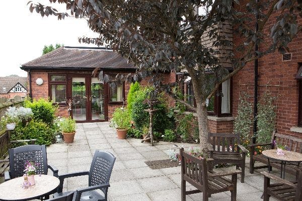 Garden at Henlow Court Care Home in Dursley, Gloucestershire