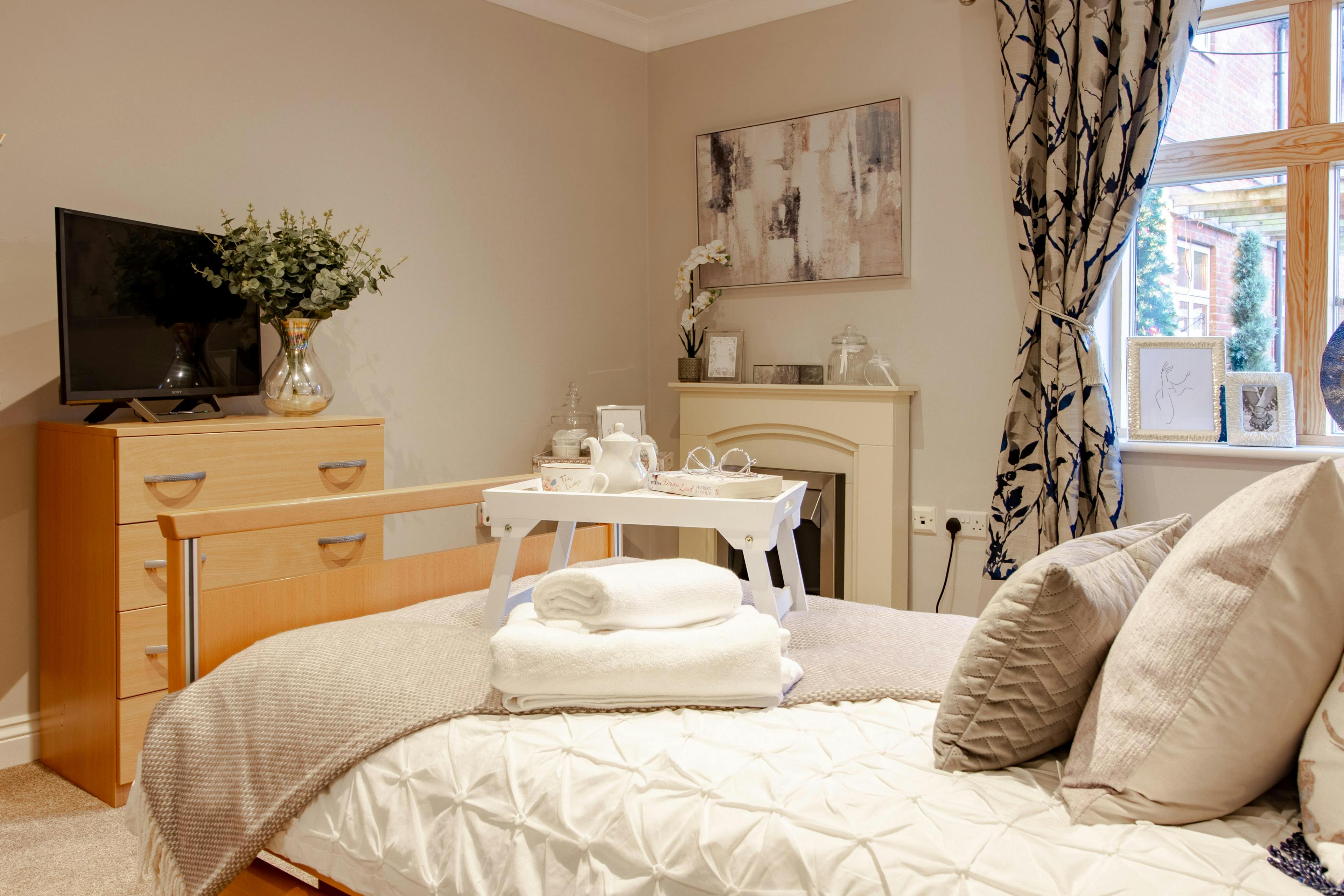 Bedroom at The Hollies Care Home in Dursley, Gloucestershire