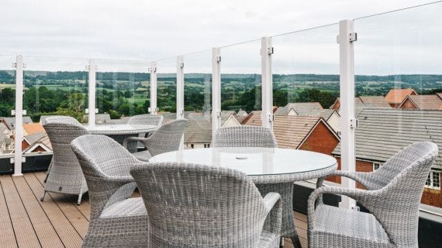 Terrace at Kings Manor Care Home in Ottery St Mary, East Devon