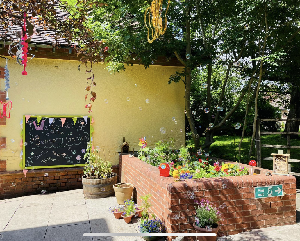 Garden of Kirby Grange care home in Botcheston, Leicester