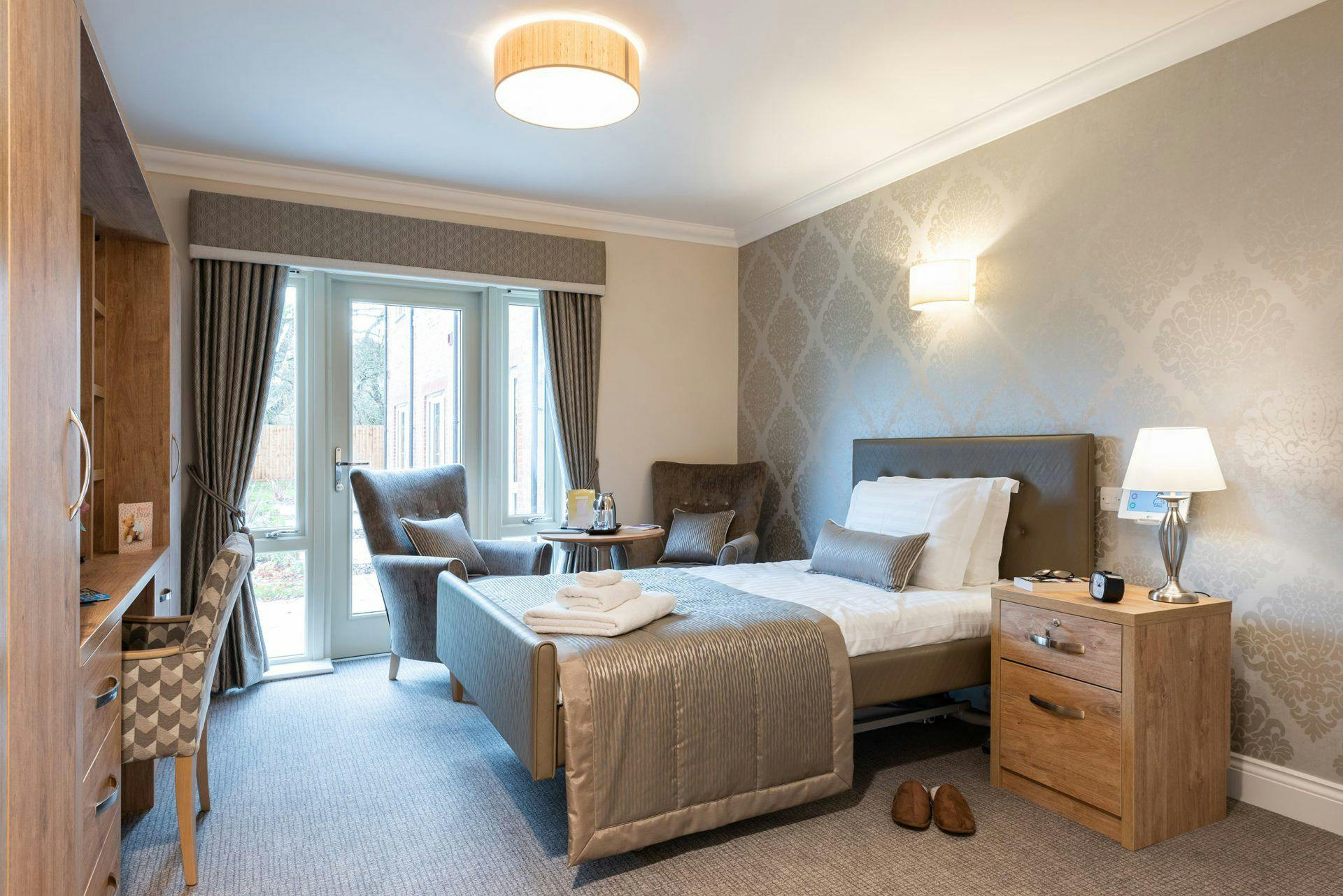 Bedroom of Lakeview Grange care home in Chichester, West Sussex