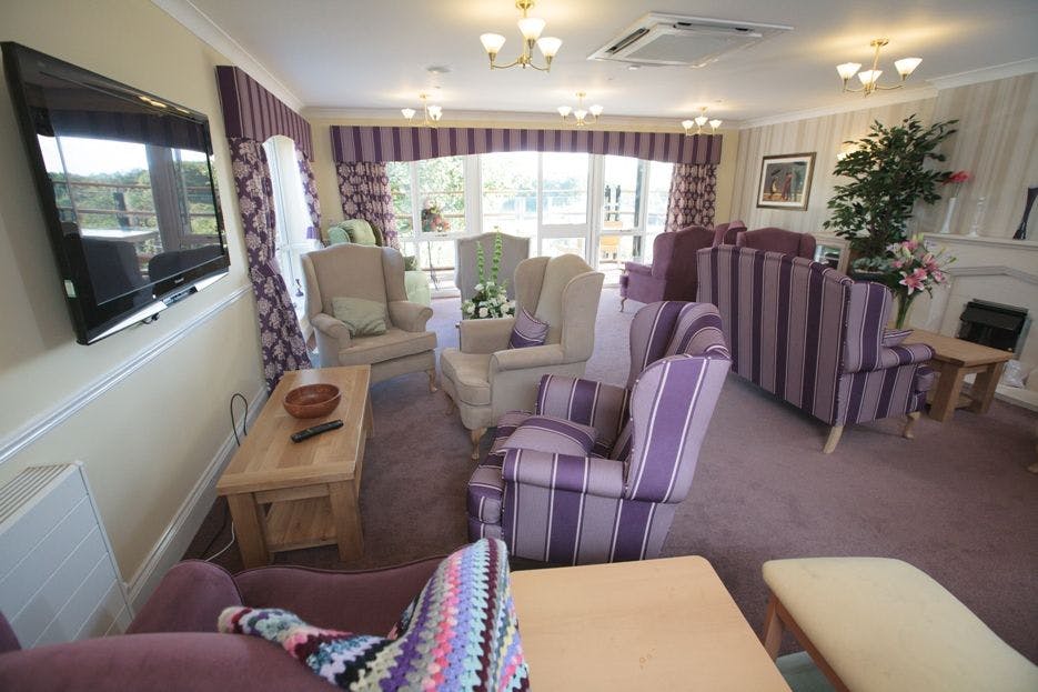 Lounge of Cooperscroft care home in Potters Bar, Hertfordshire