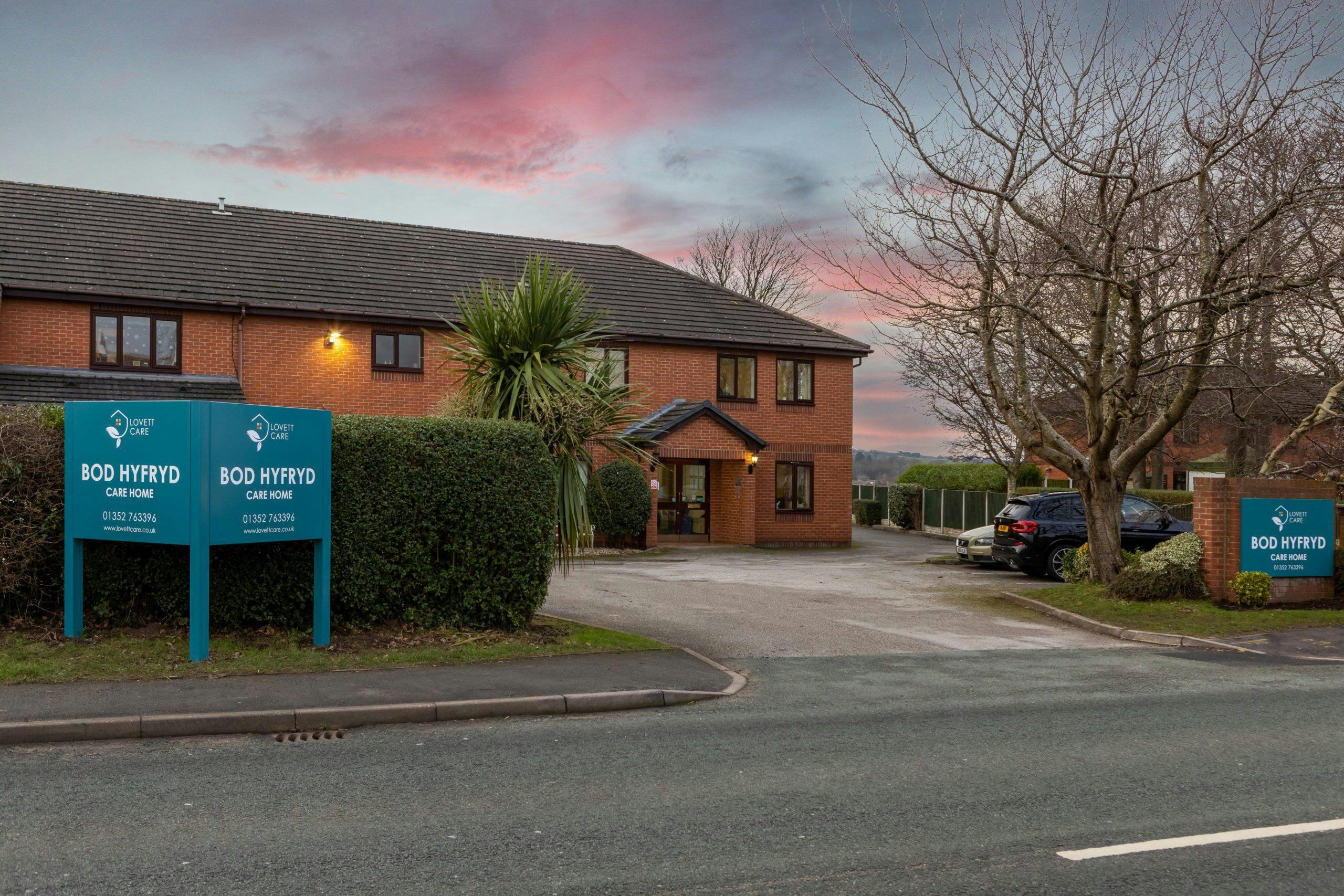 Exterior of Bod Hyfryd care home in Flint, Wales