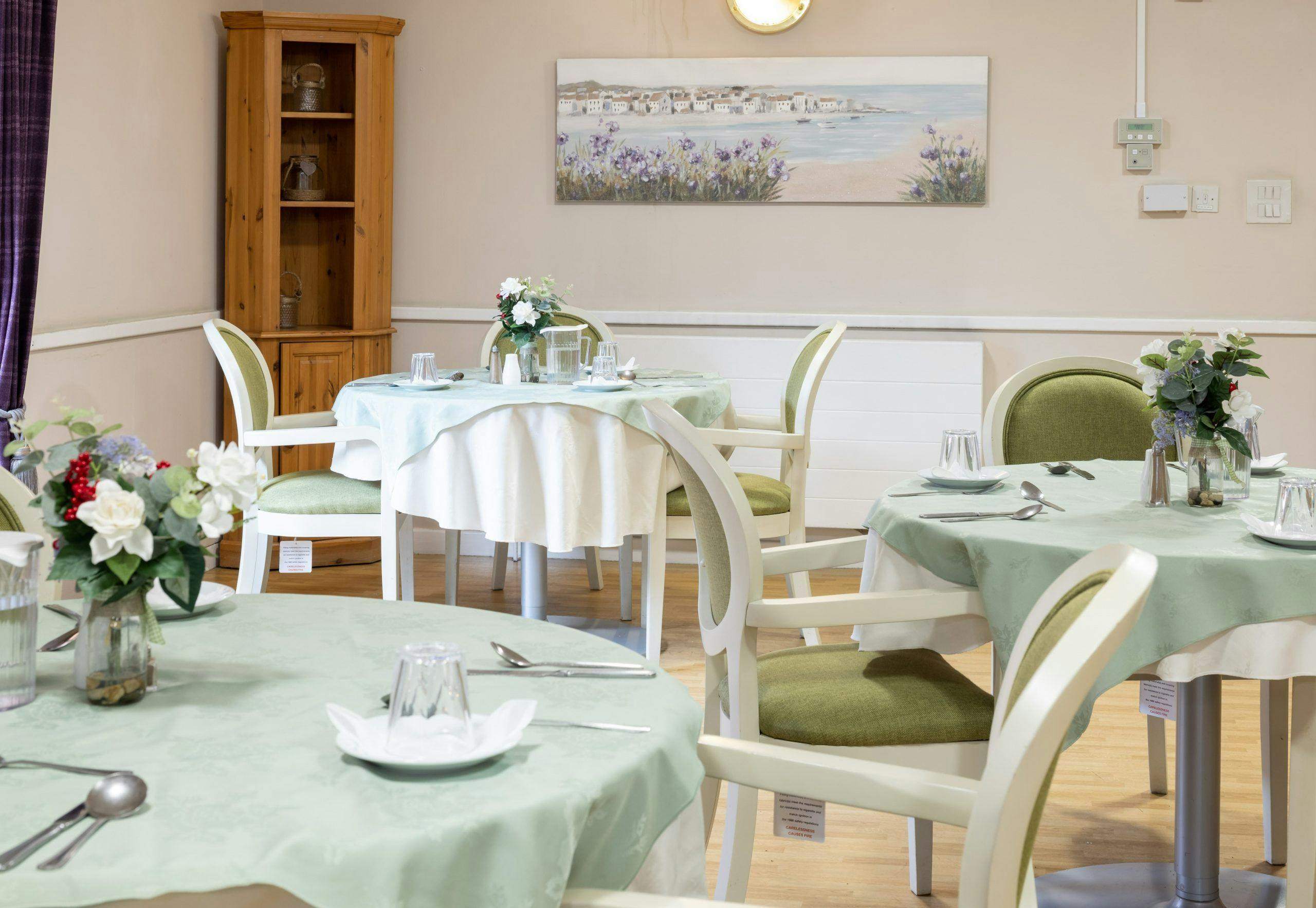 Dining room of Bod Hyfryd care home in Flint, Wales