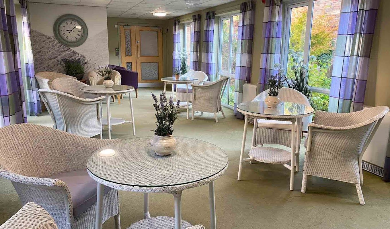 Dining area of Maiden Castle House care home in Dorchester, Dorset
