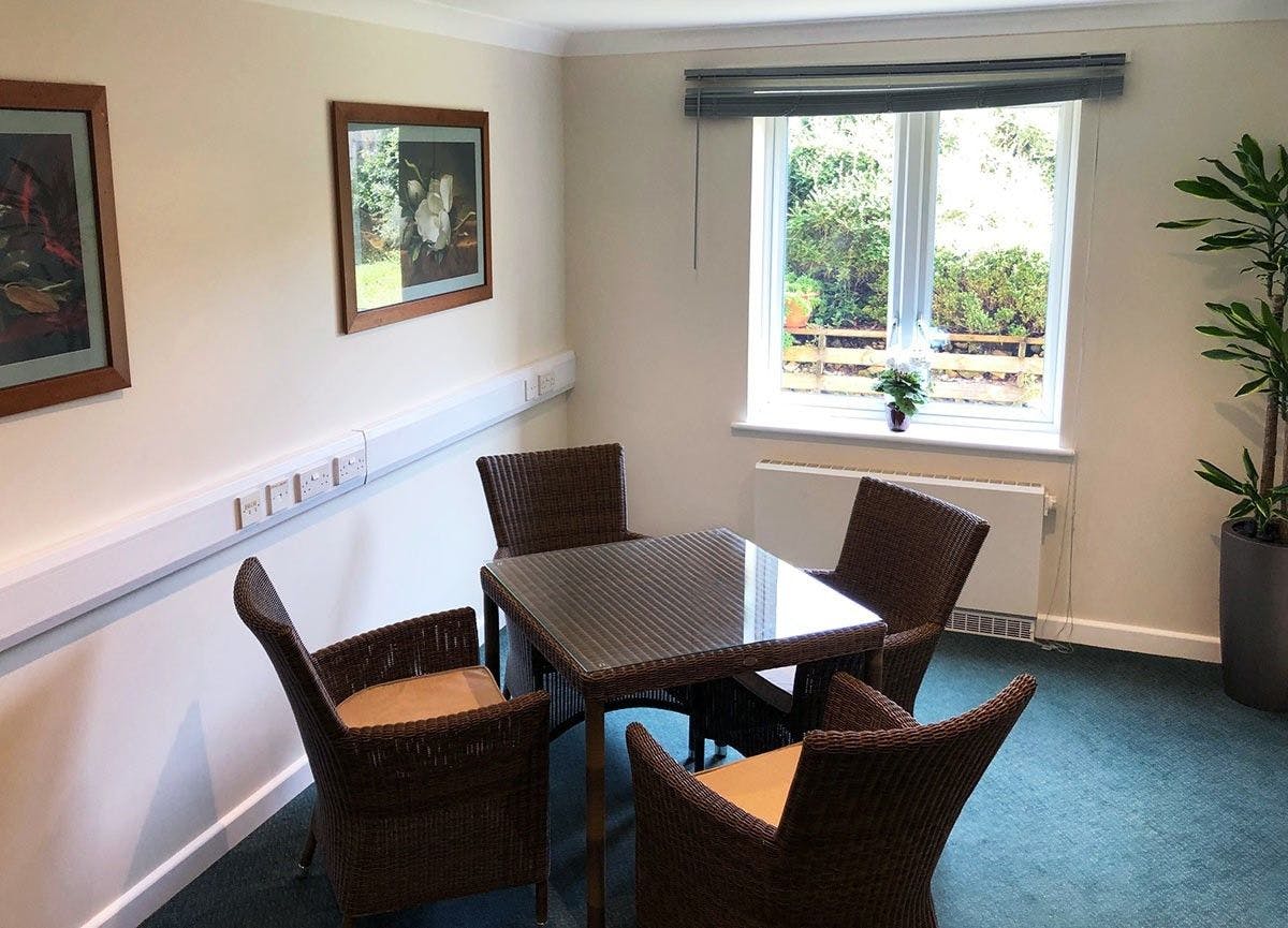 Dining area of Maiden Castle House care home in Dorchester, Dorset