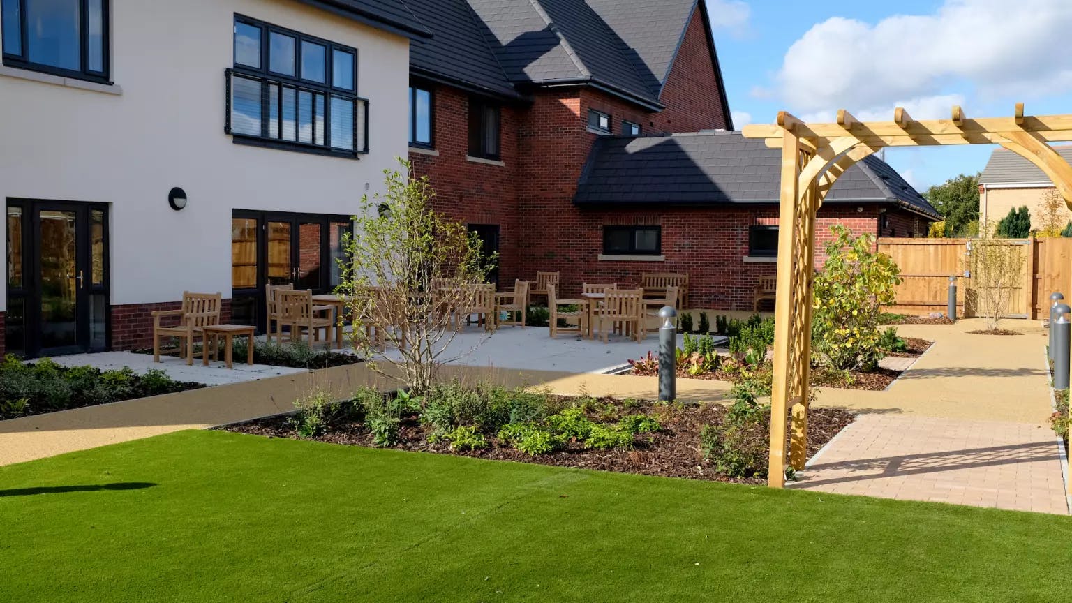 Garden of Mantels Court care home in Biggleswade, Bedfordshire