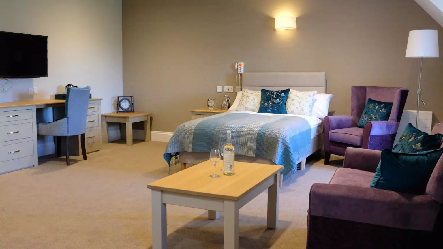 Bedroom of Mantels Court care home in Biggleswade, Bedfordshire