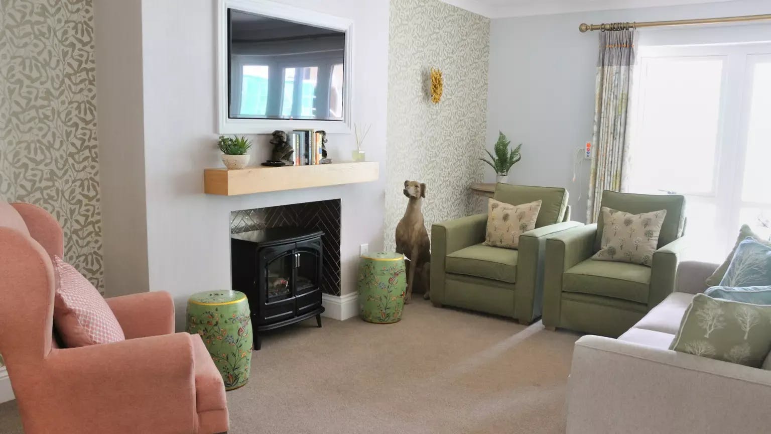 Lounge of Mantels Court care home in Biggleswade, Bedfordshire