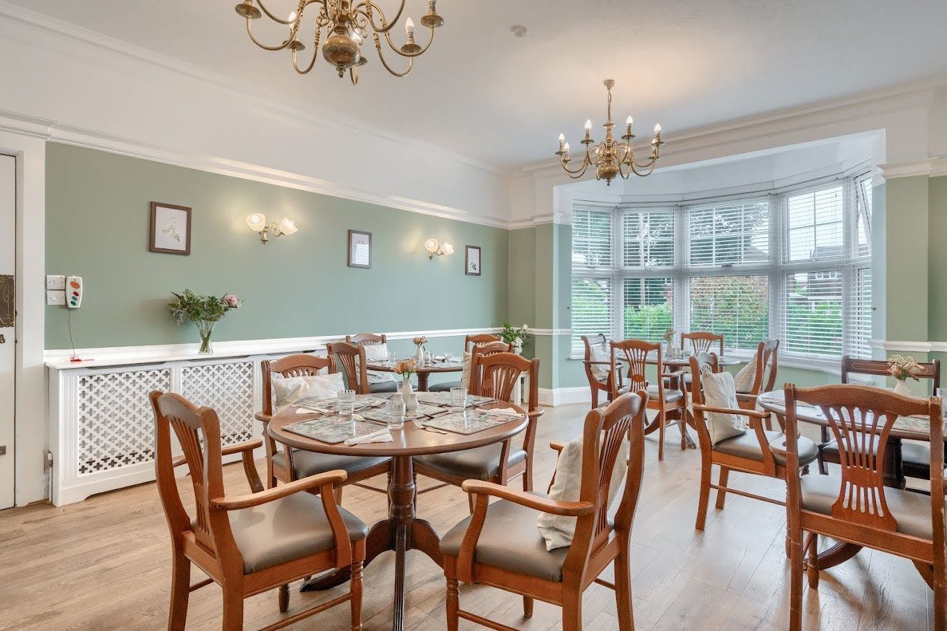 Dining area of Meadowcroft care home in Shoreham-on-Sea