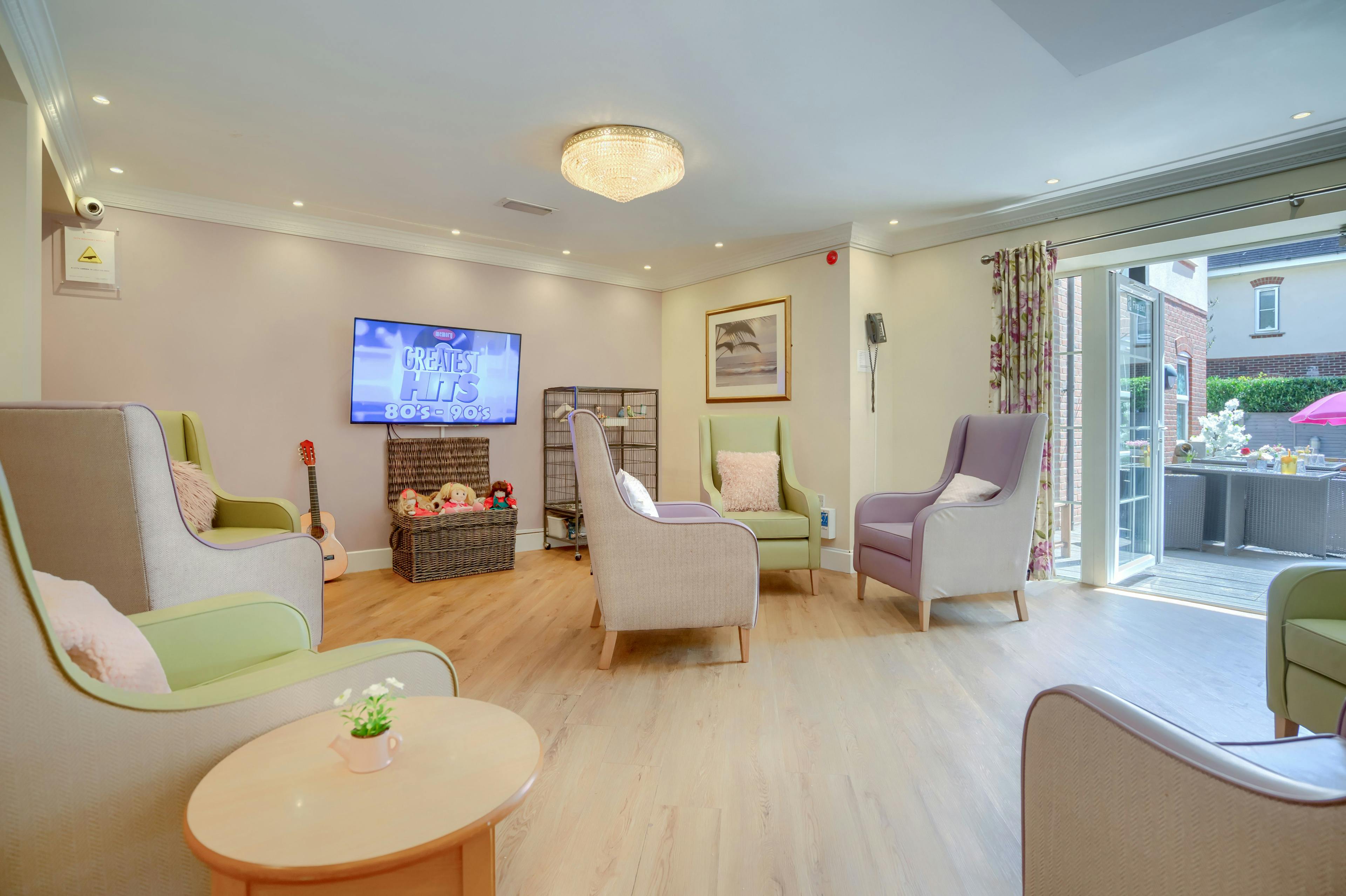 Lounge of Aranlow House Care Home in Poole, Dorset