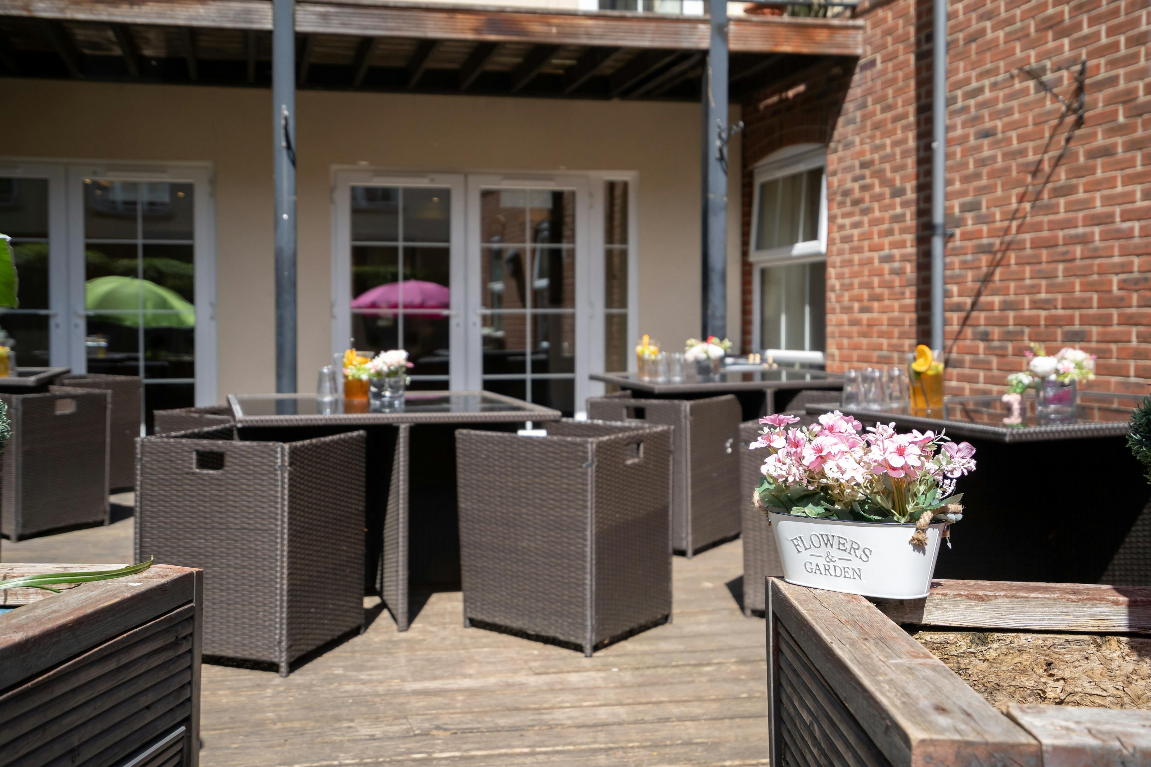 Terrace of Aranlow House Care Home in Poole, Dorset