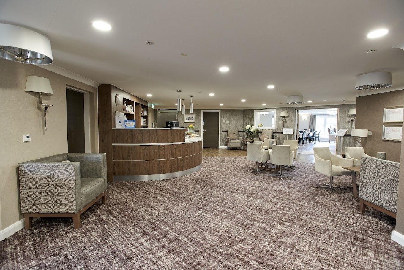 Reception of Nodens Manor care home in Lydney, Gloucestershire
