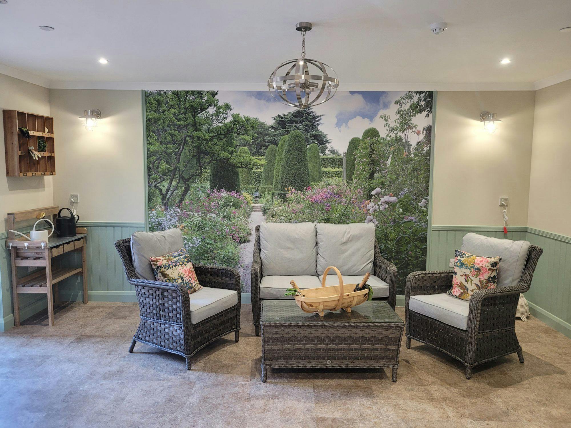 Garden Lounge of Nodens Manor care home in Lydney, Gloucestershire
