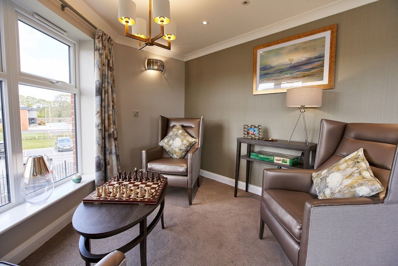 Lounge of Nodens Manor care home in Lydney, Gloucestershire