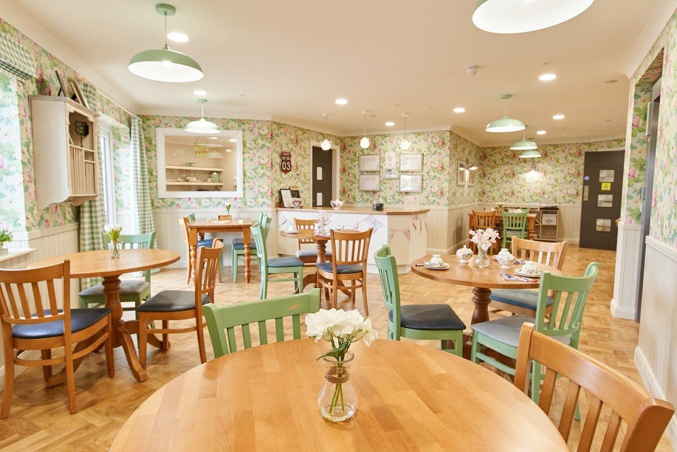Dining area of Nodens Manor care home in Lydney, Gloucestershire