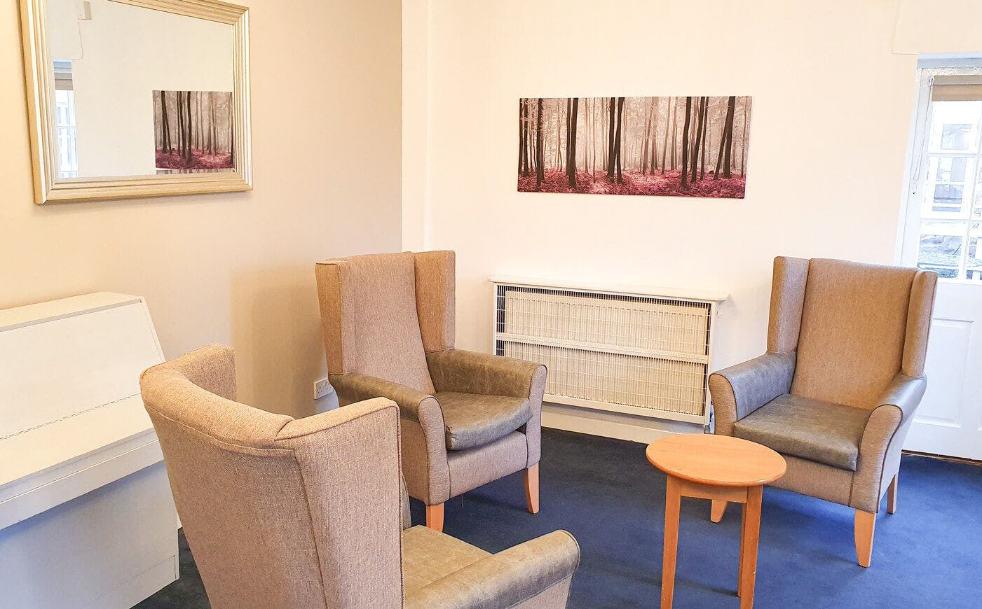 Lounge of Northleach Court care home in Cheltenham, Gloucestershire