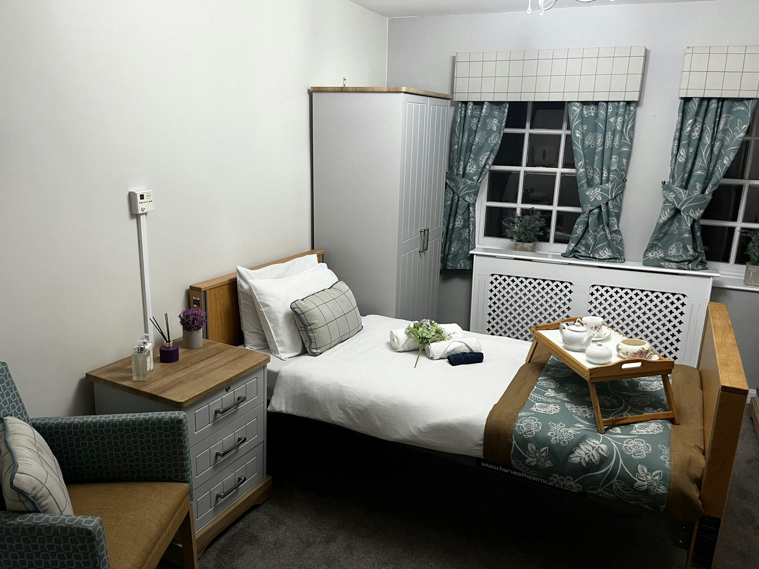 Bedroom of Northleach Court care home in Cheltenham, Gloucestershire