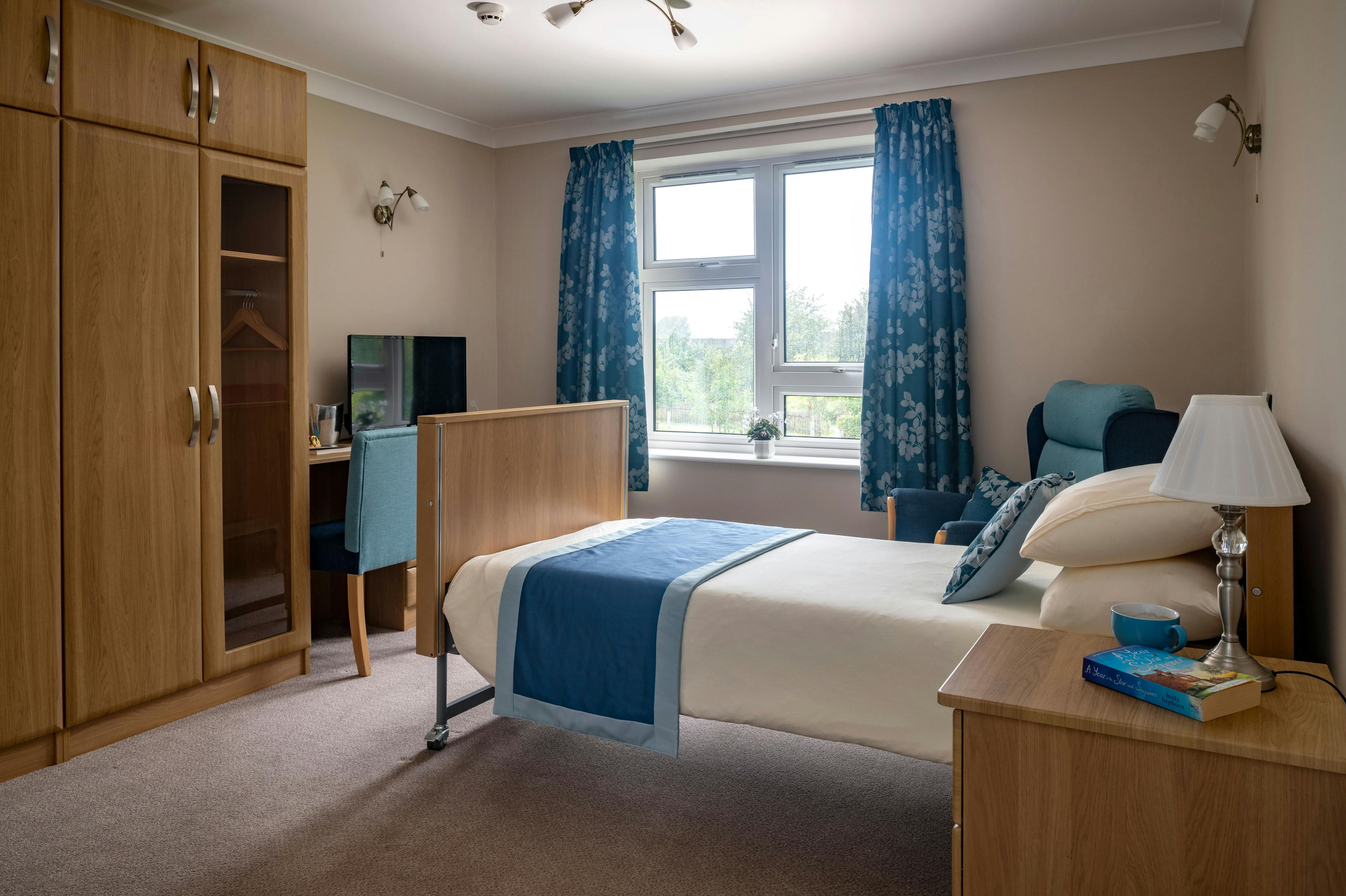 Bedroom at The Lakes Care Home in Cirencester, Cotsworld