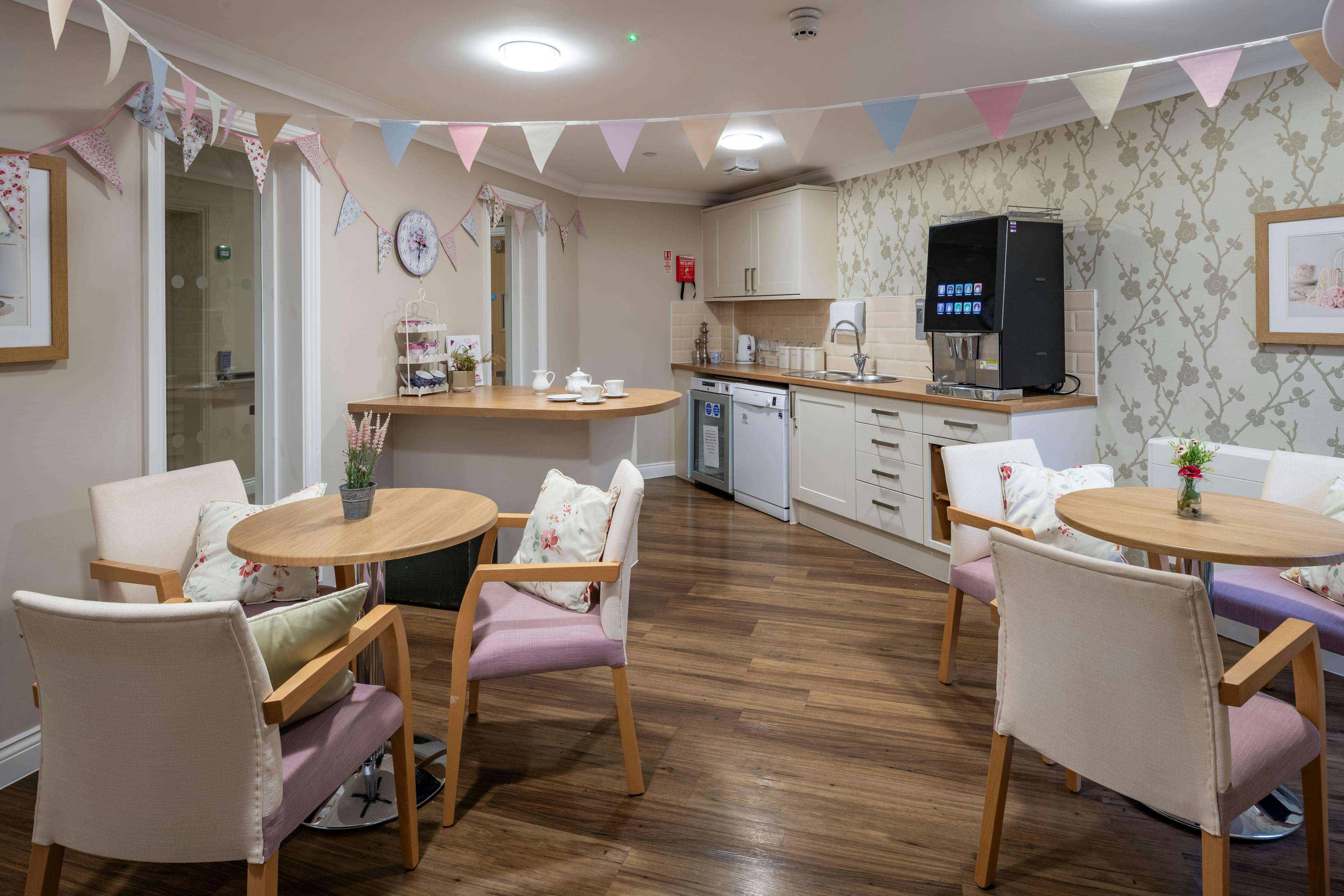 cafe area at The Lakes Care Home in Cirencester, Cotsworld