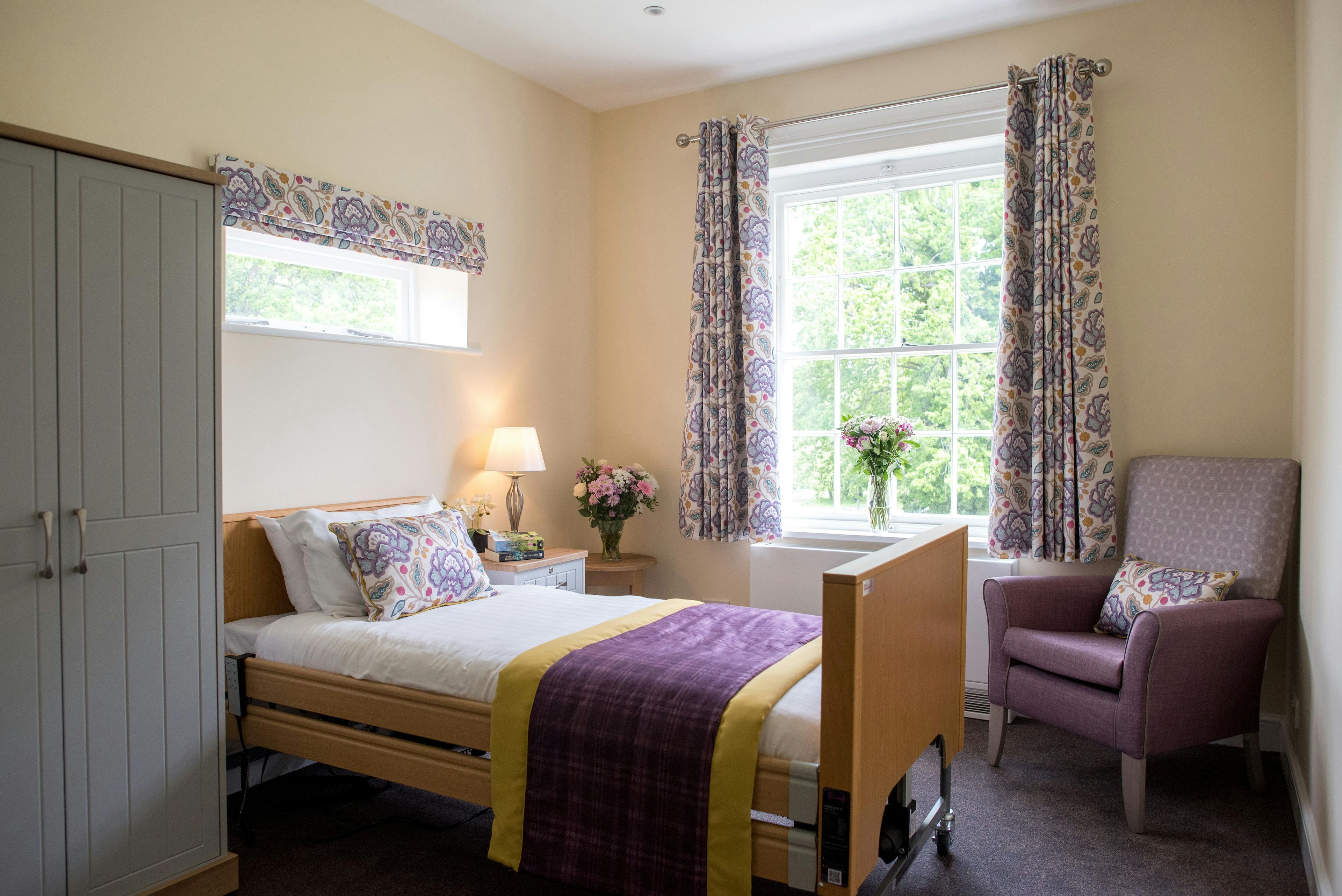 Bedroom of Halstead Hall care home in Braintree, Essex