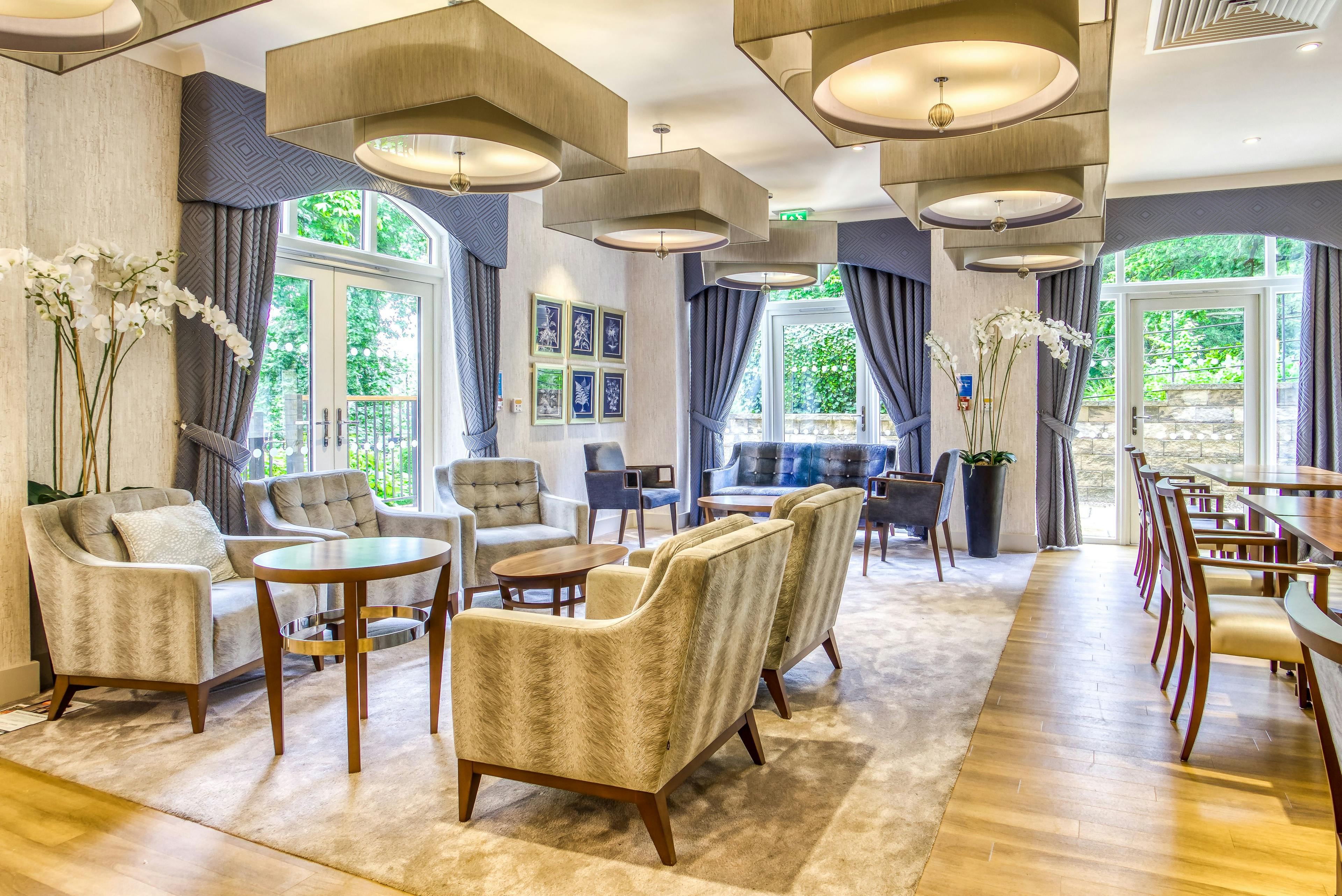 Lounge of Wood Norton care home in Evesham, Worcestershire