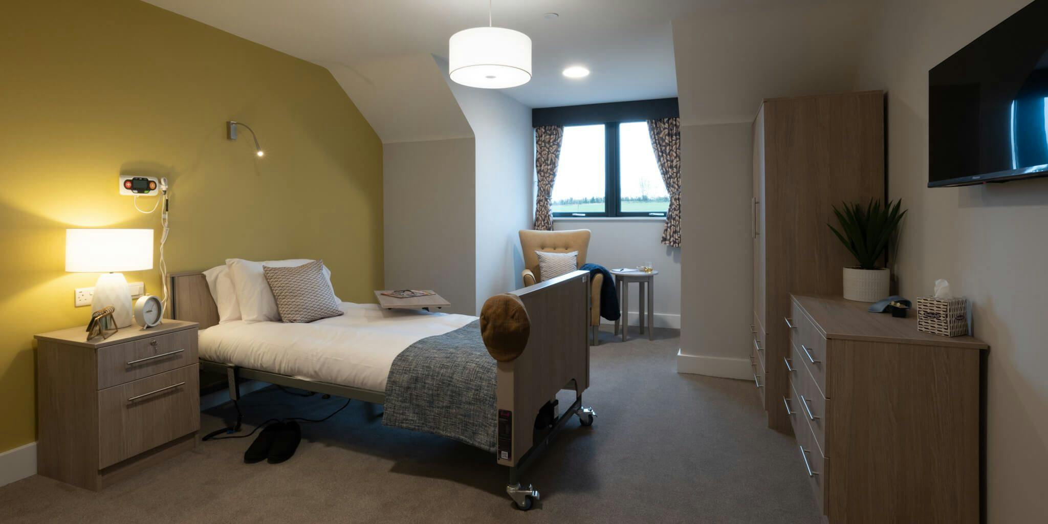 Bedroom at Rowan Park Care Home in Radstock, Somerset