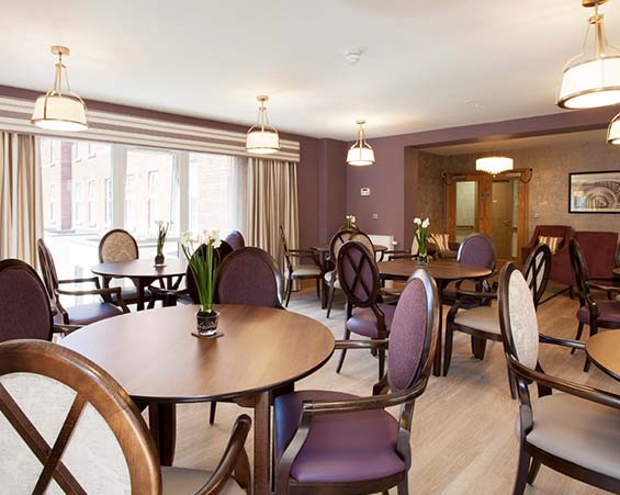 Dining area of Hazelwell care home in Heswall, Wirral