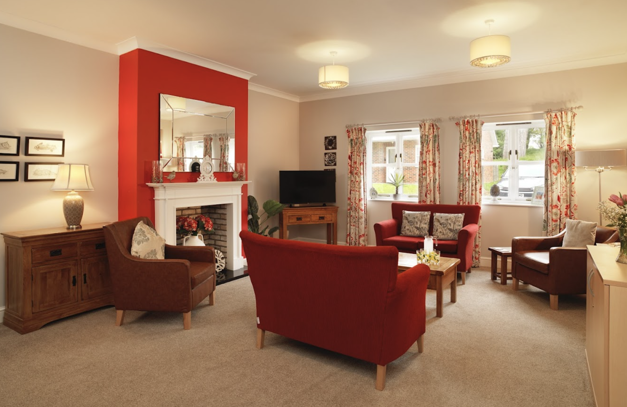Lounge of Belford House care home in Alton, Hampshire