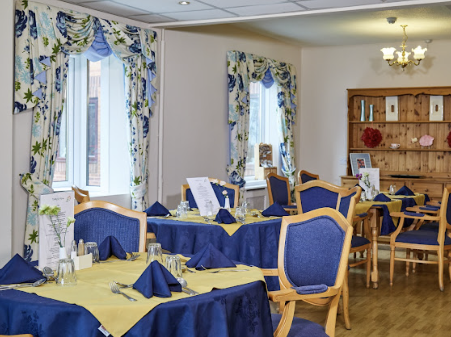 Dining room of Rhiwlas care home in Flint, Wales