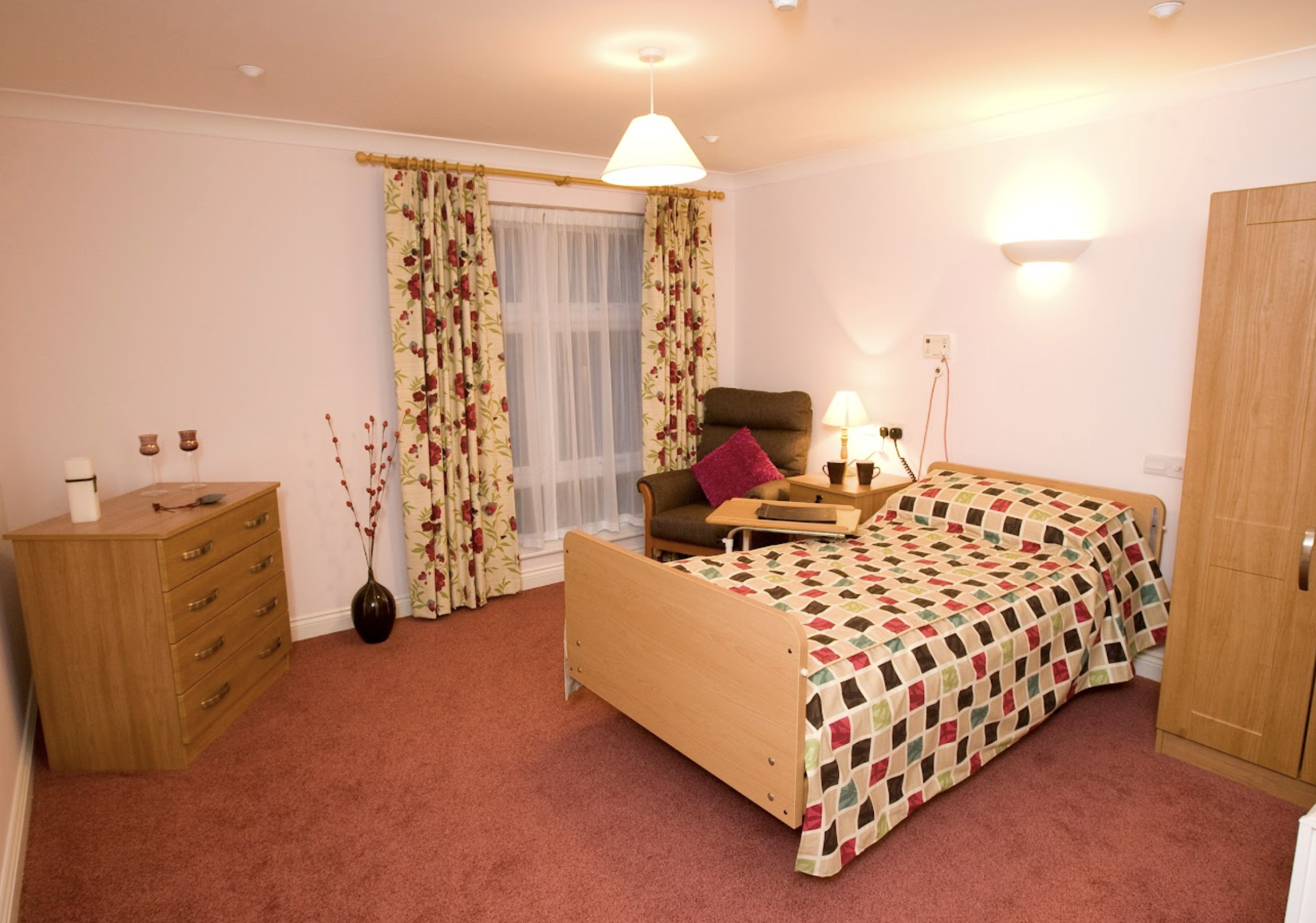 Bedroom of Shire Hall care home in Cardiff, Wales